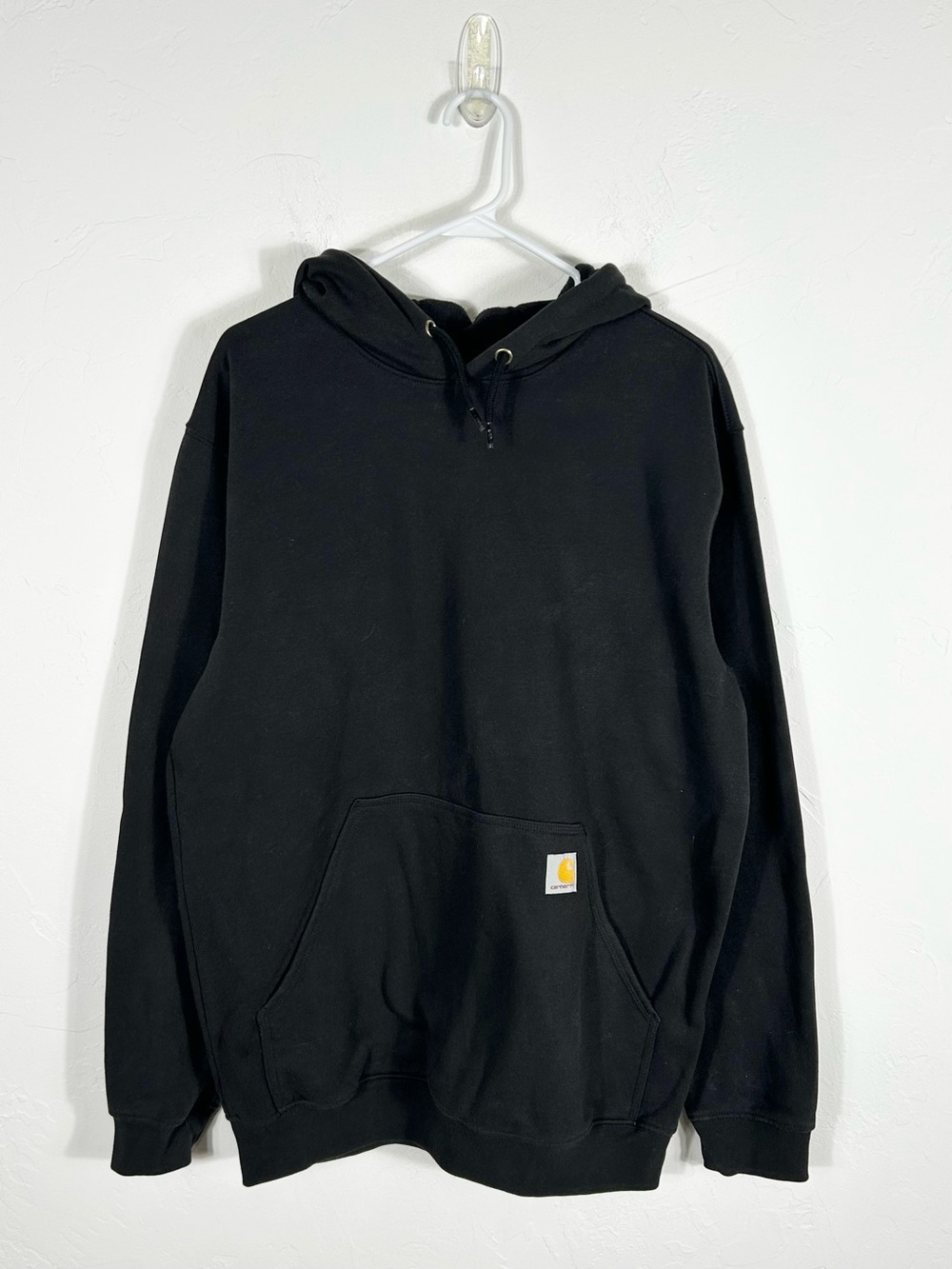👁️ Carhartt Hoodie Mens Medium Black Loose Fit Midweight Pullover Workwear